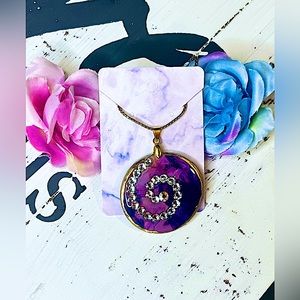 Handmade, polymer clay necklace with multiple Crystal